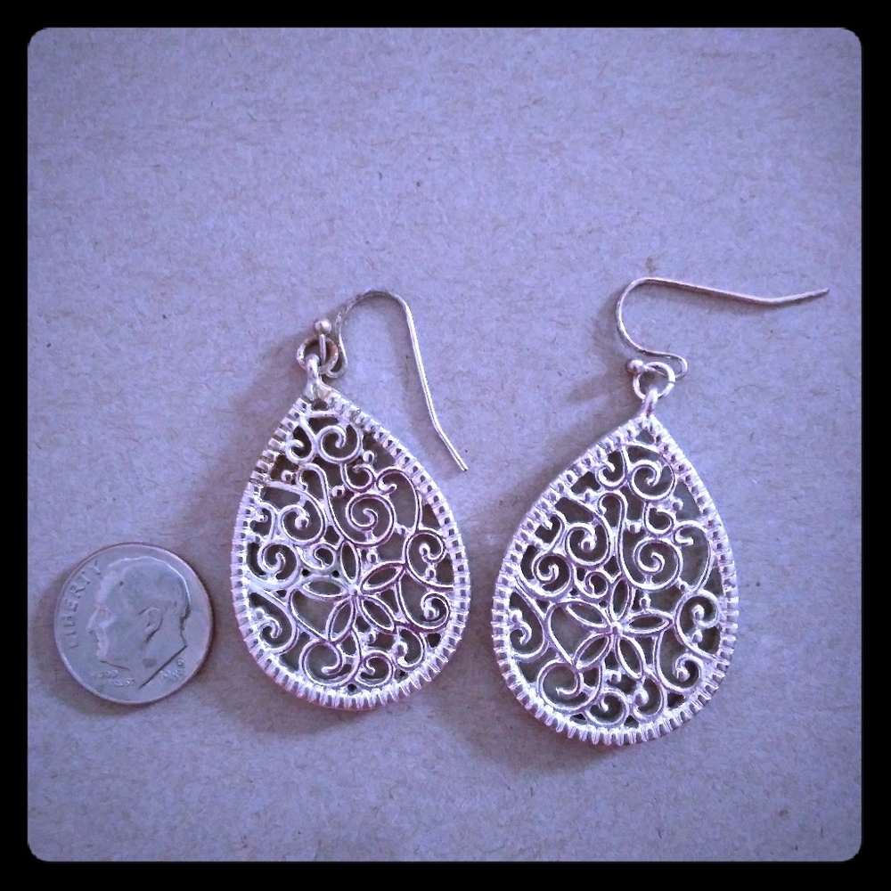 Silver Colored Lattice Earrings